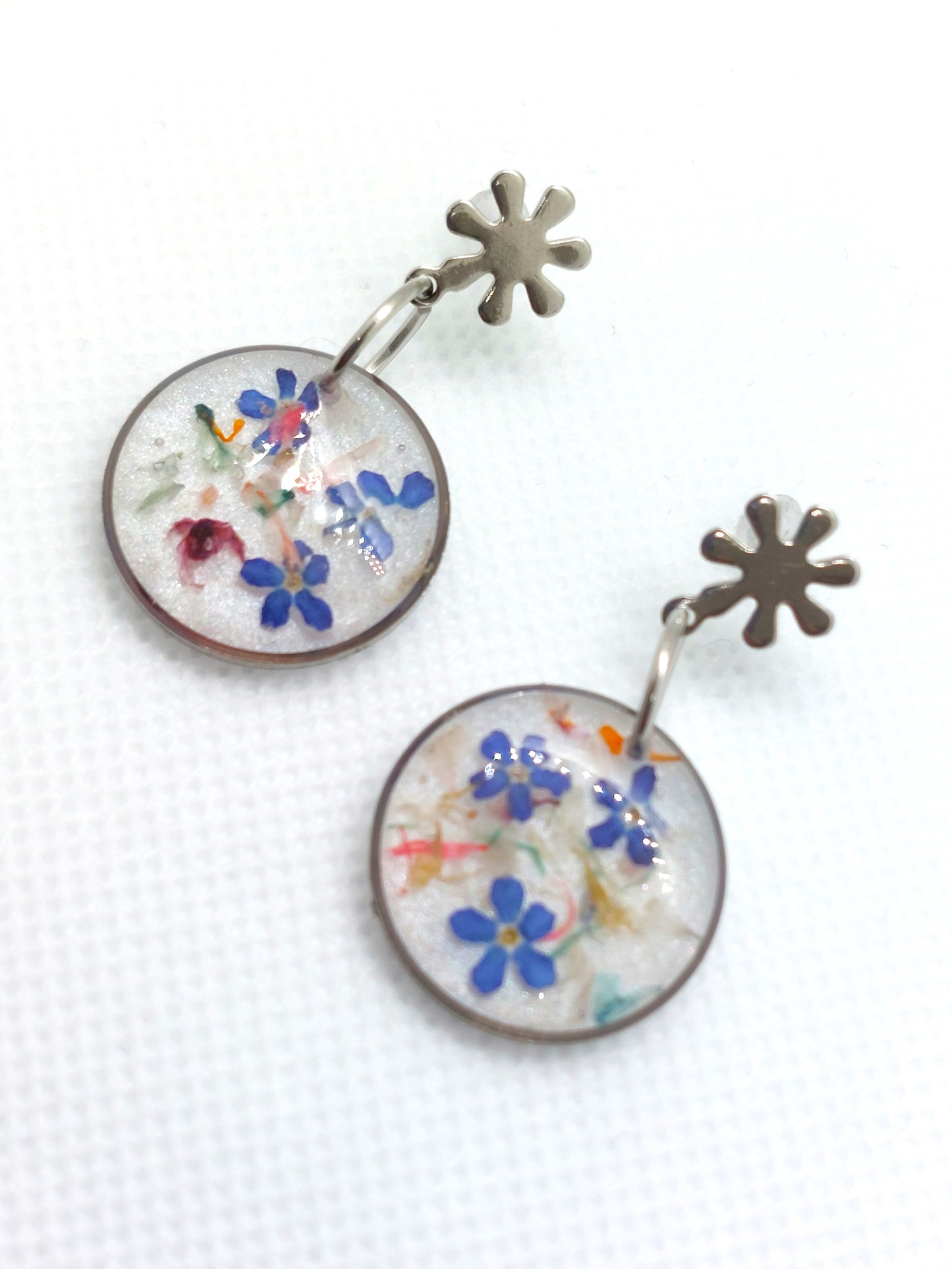 Micro Preserved Summer Garden Dried Flowers Dangle Earrings