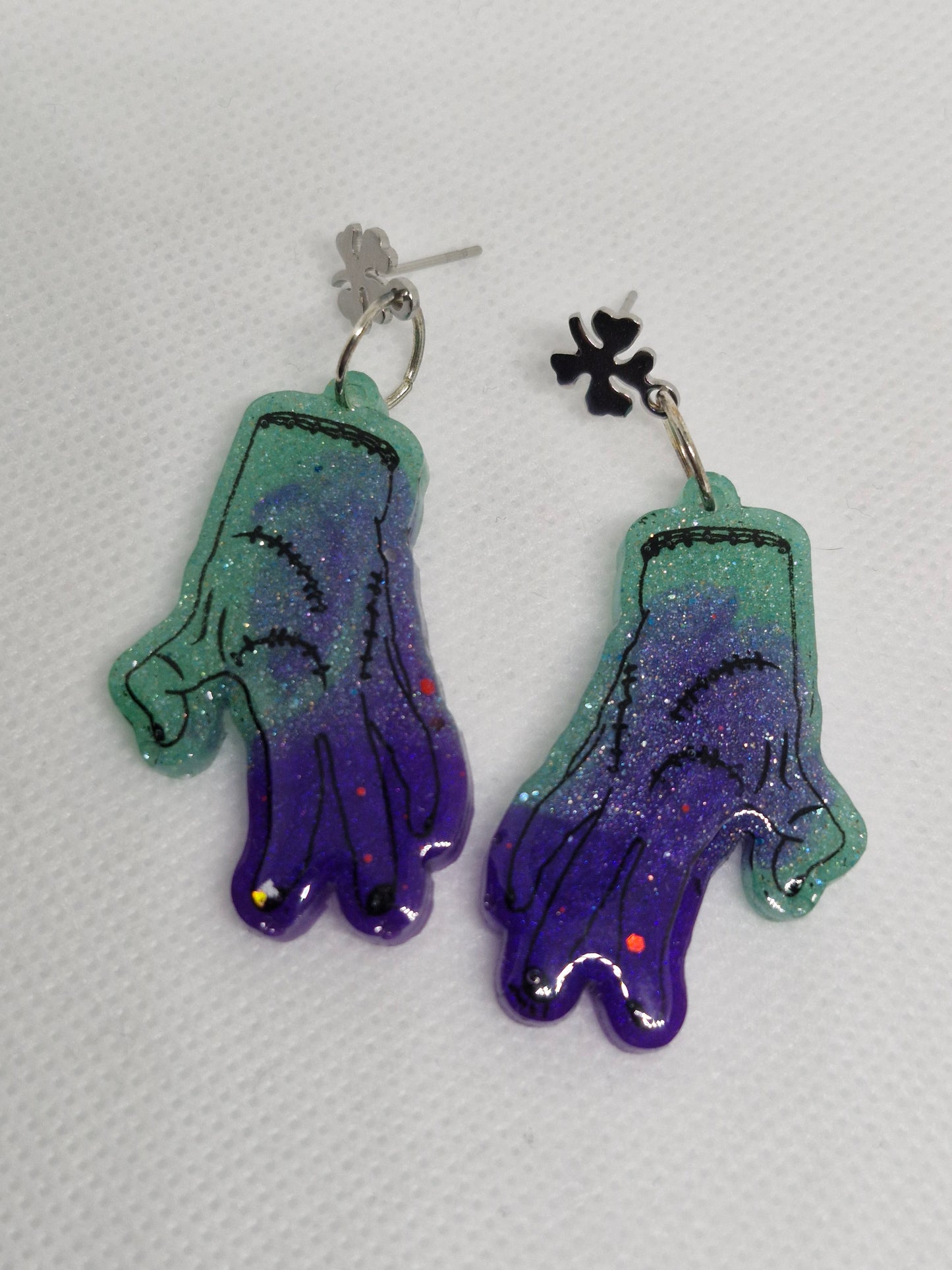 Gothic Large Amputated Hand Dangle Earrings