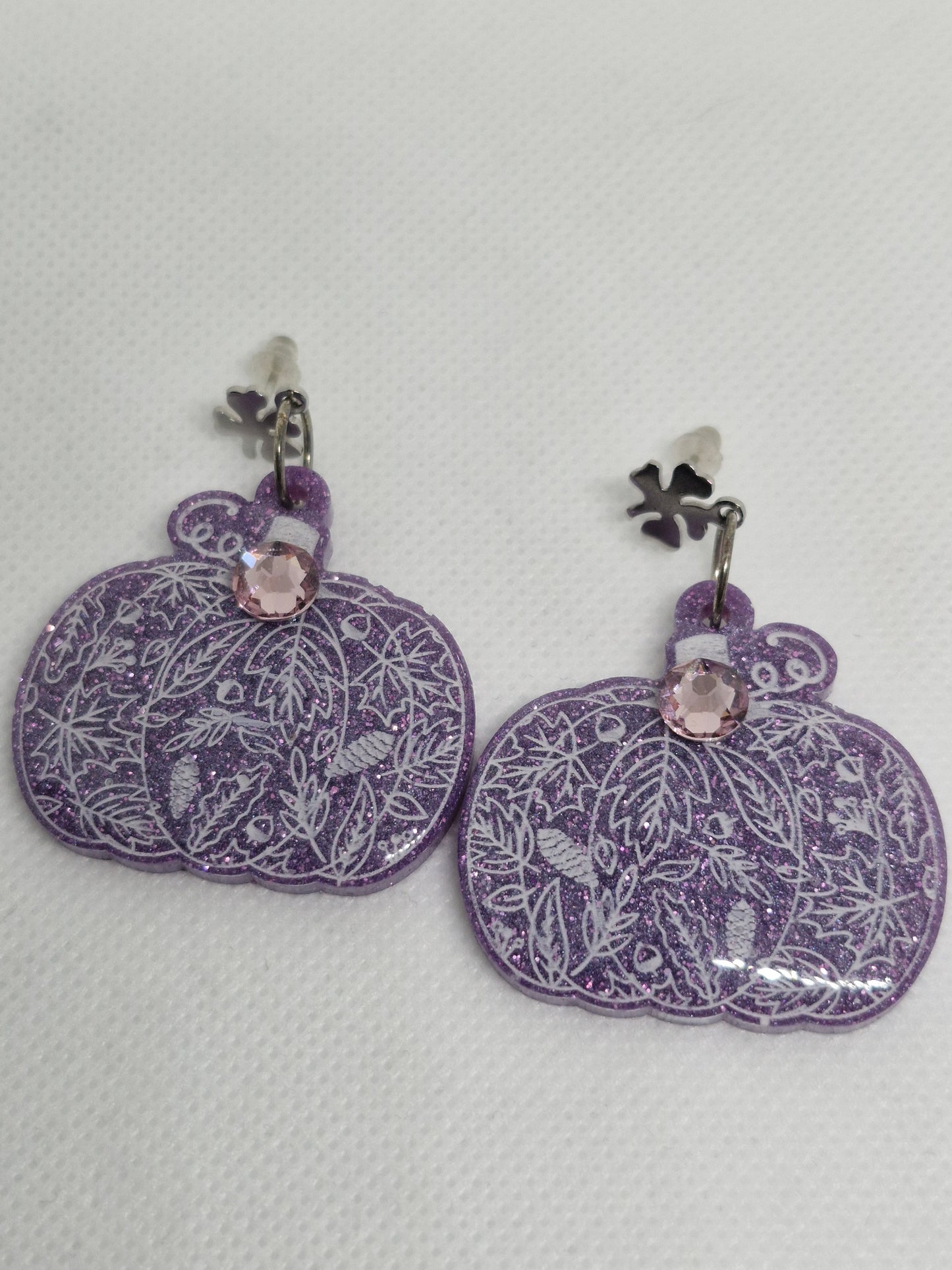 Resin Purple Pumpkin Dangle Earrings