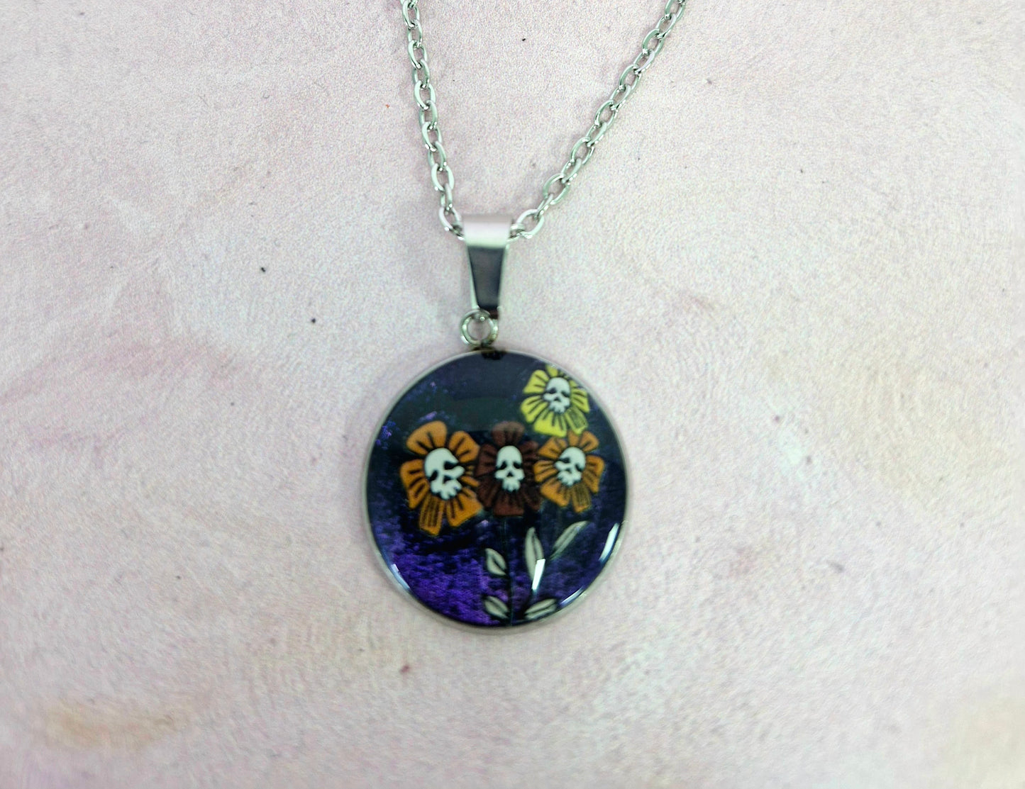 Round Ghost Halloween Necklace