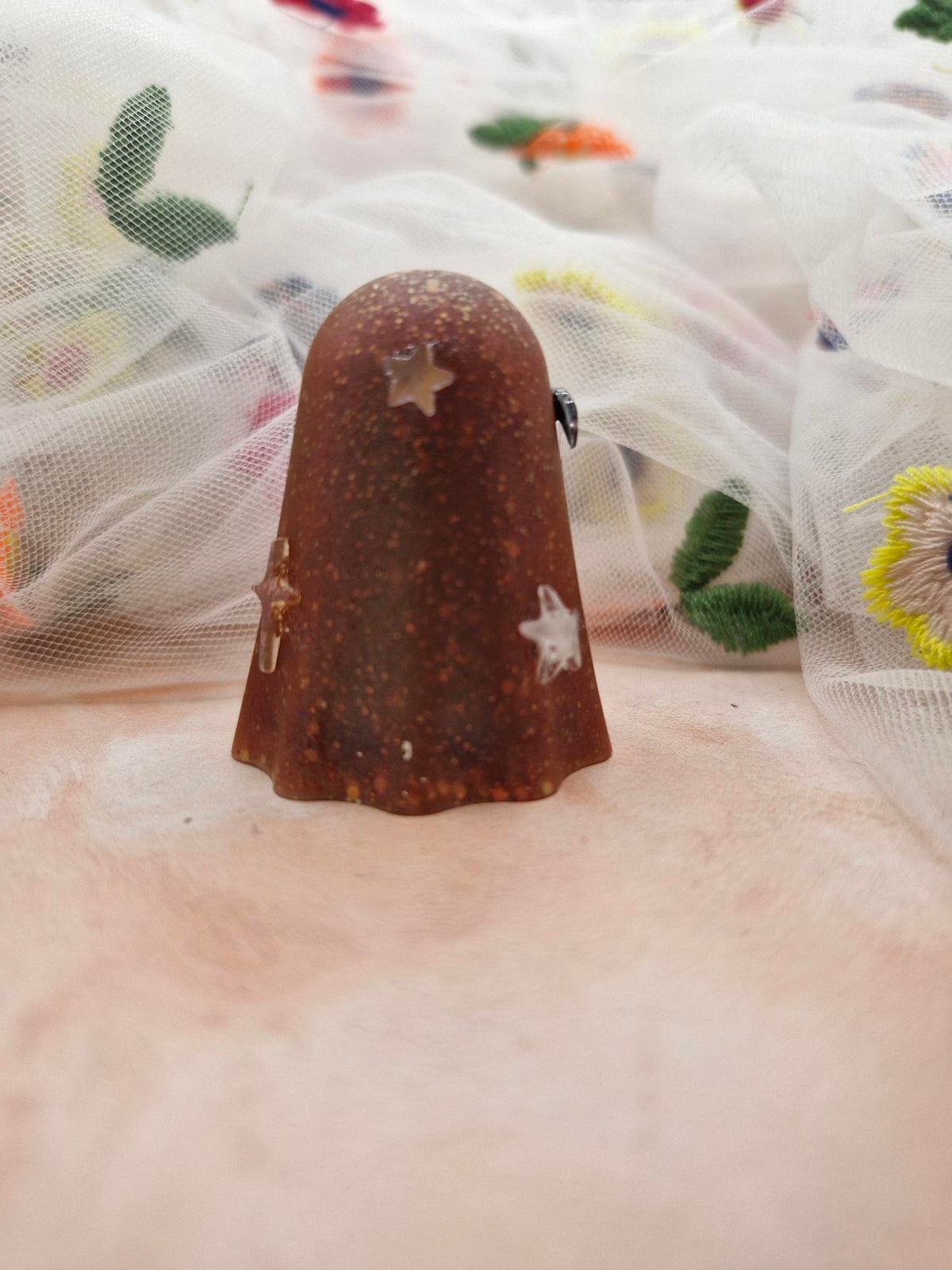 Halloween Burnt Orange Resin Glitter Ghostie