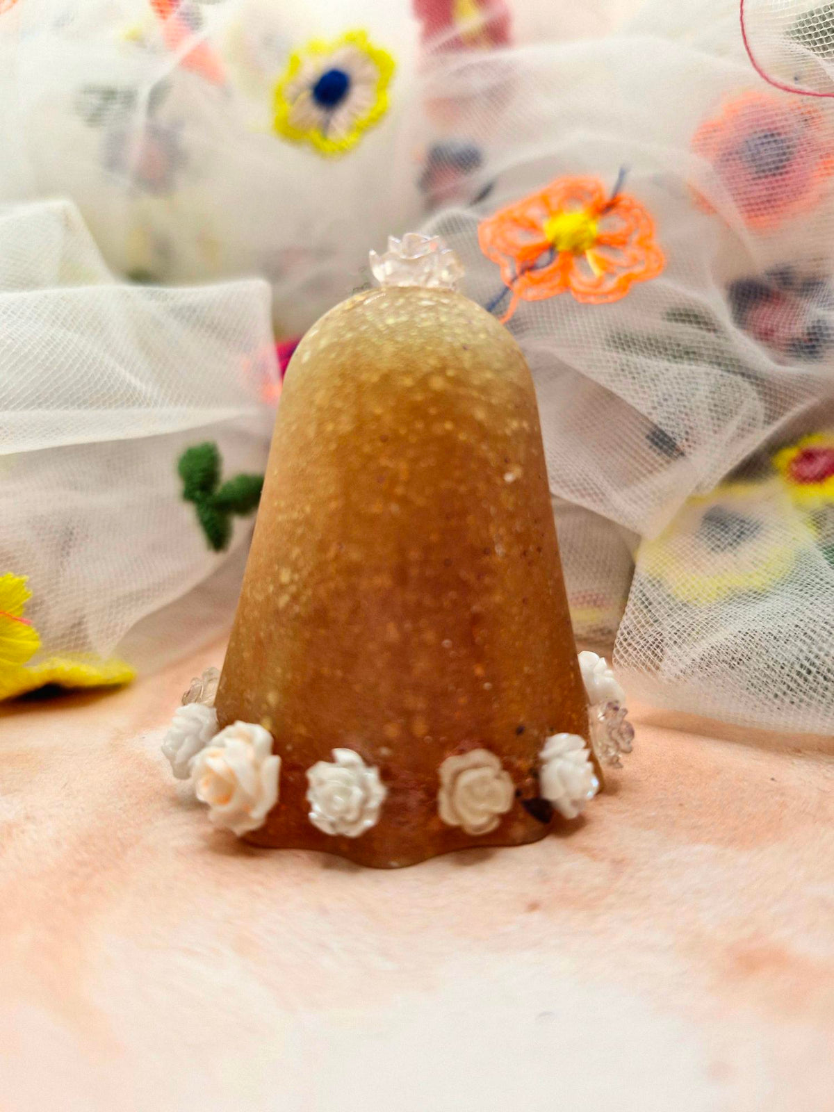 Halloween Light Burnt Orange Glitter Resin Ghostie