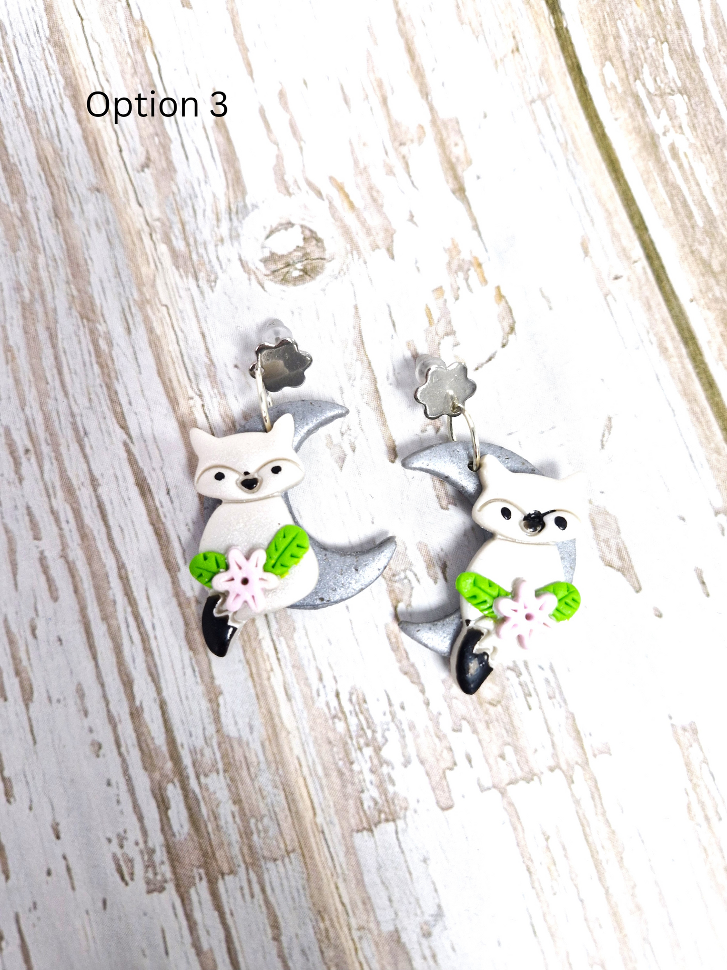 Fox on the Moon Polymer Clay Dangle Earrings