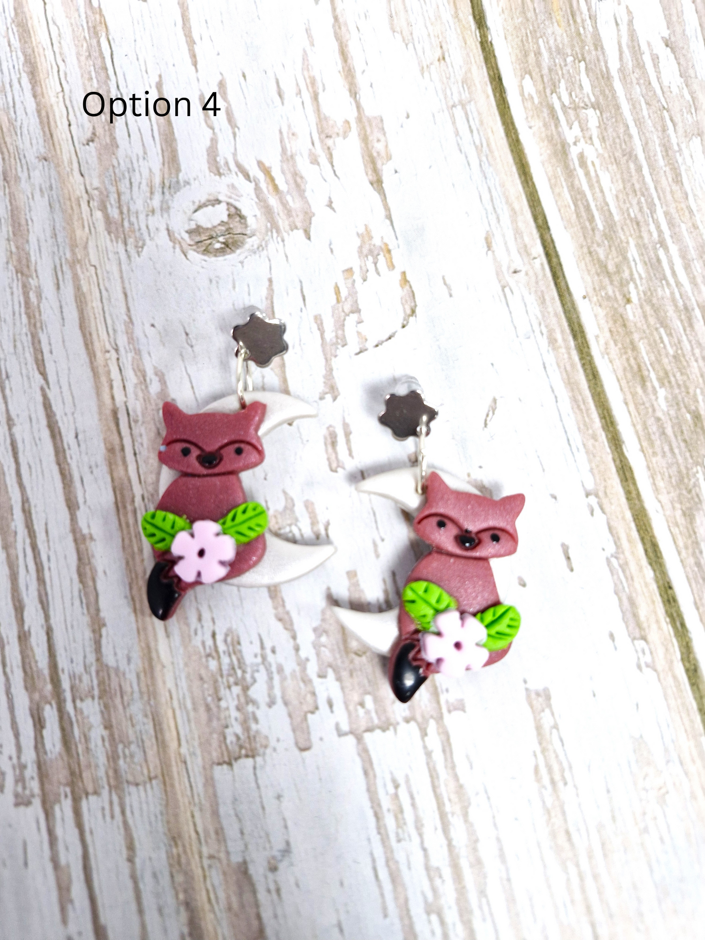 Fox on the Moon Polymer Clay Dangle Earrings