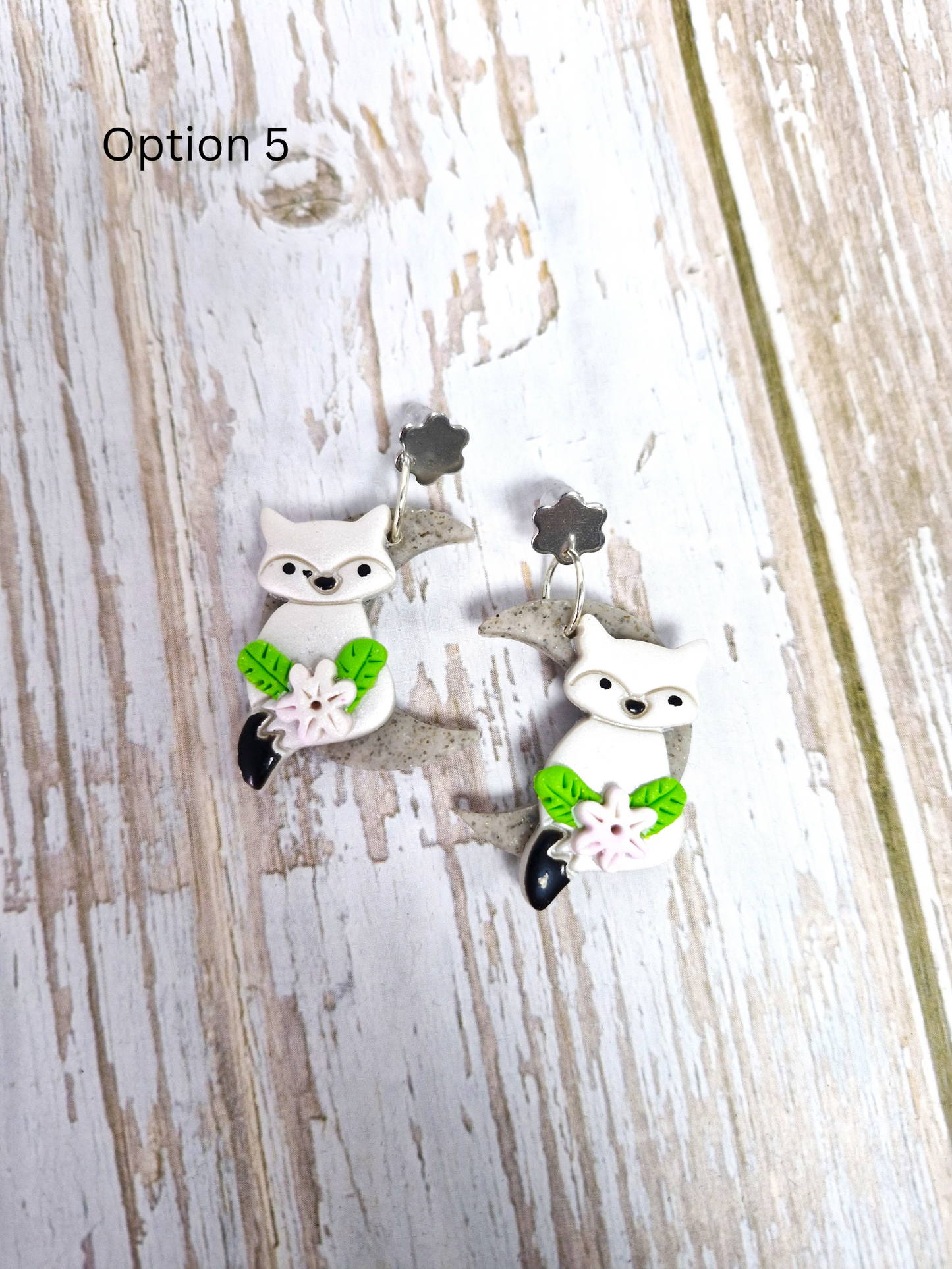 Fox on the Moon Polymer Clay Dangle Earrings