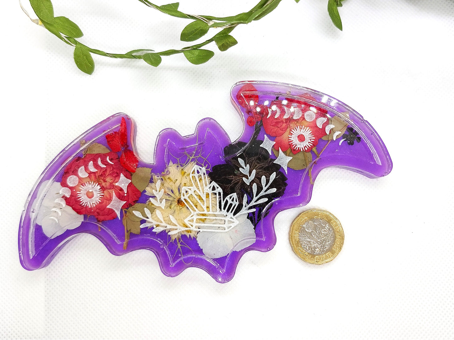 Resin Real Flower Bat Trinket Tray