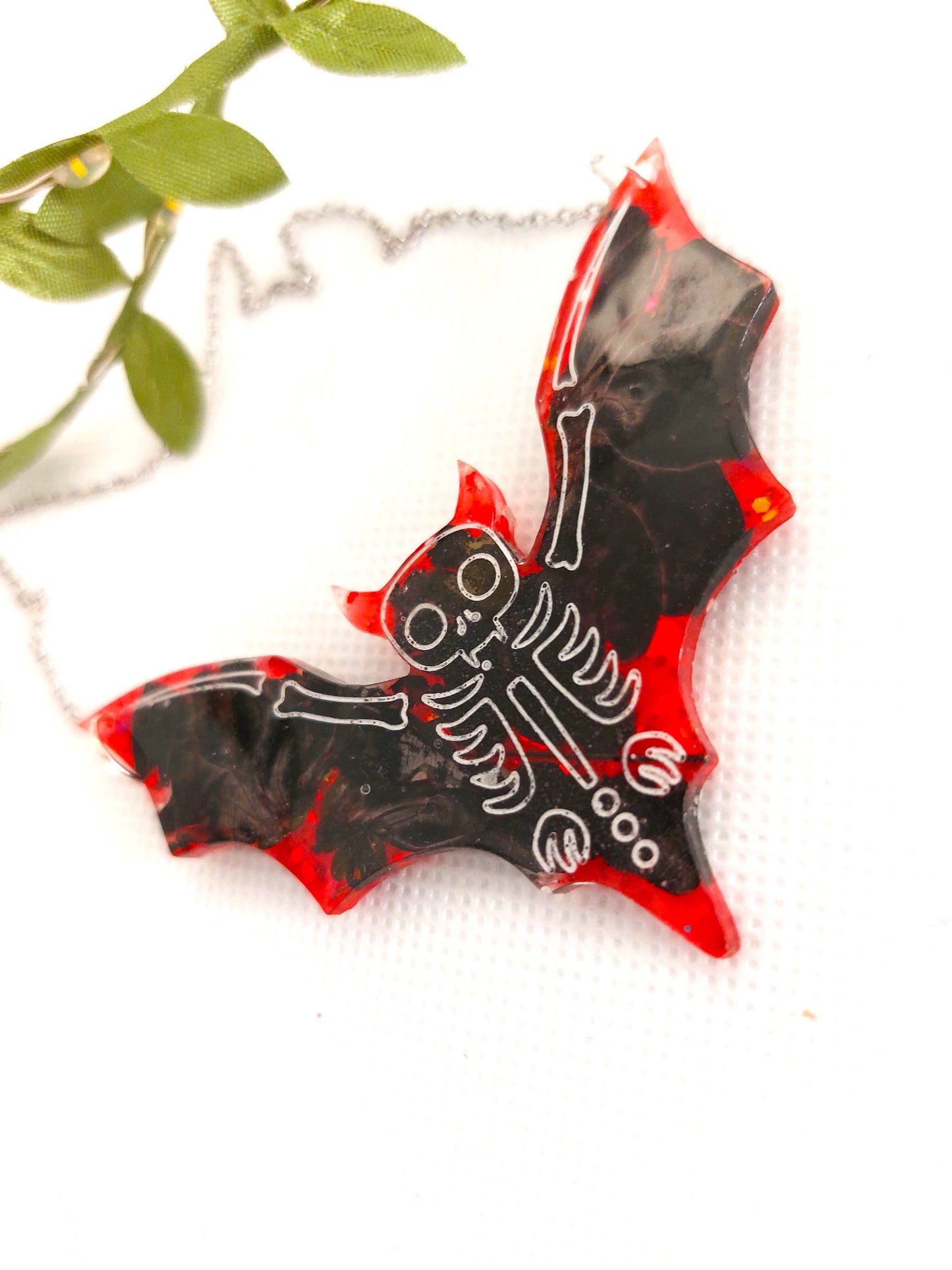 Real Dried Flower Large Bat Necklace