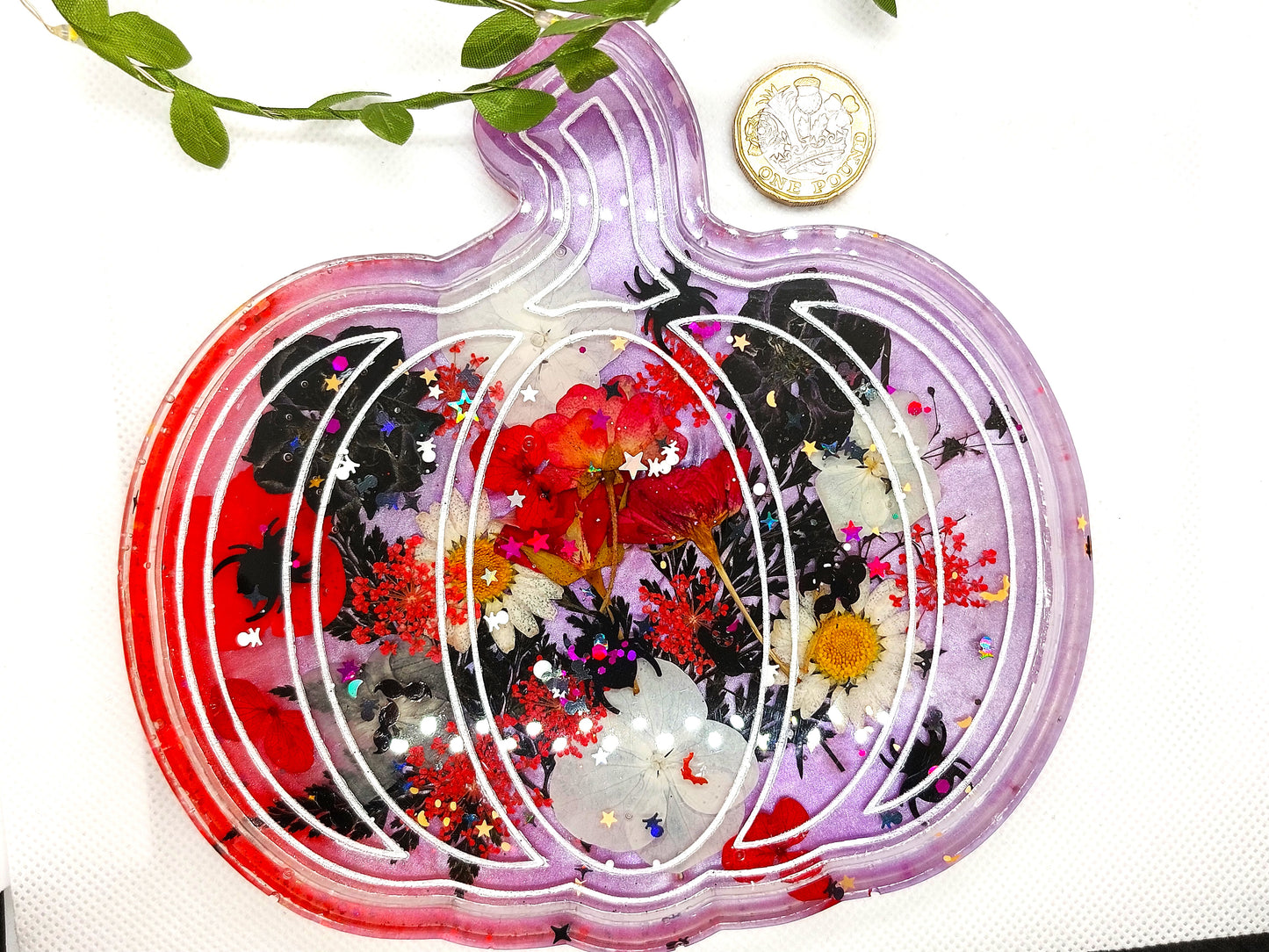 Resin Real flower Pumpkin Large Trinket Tray