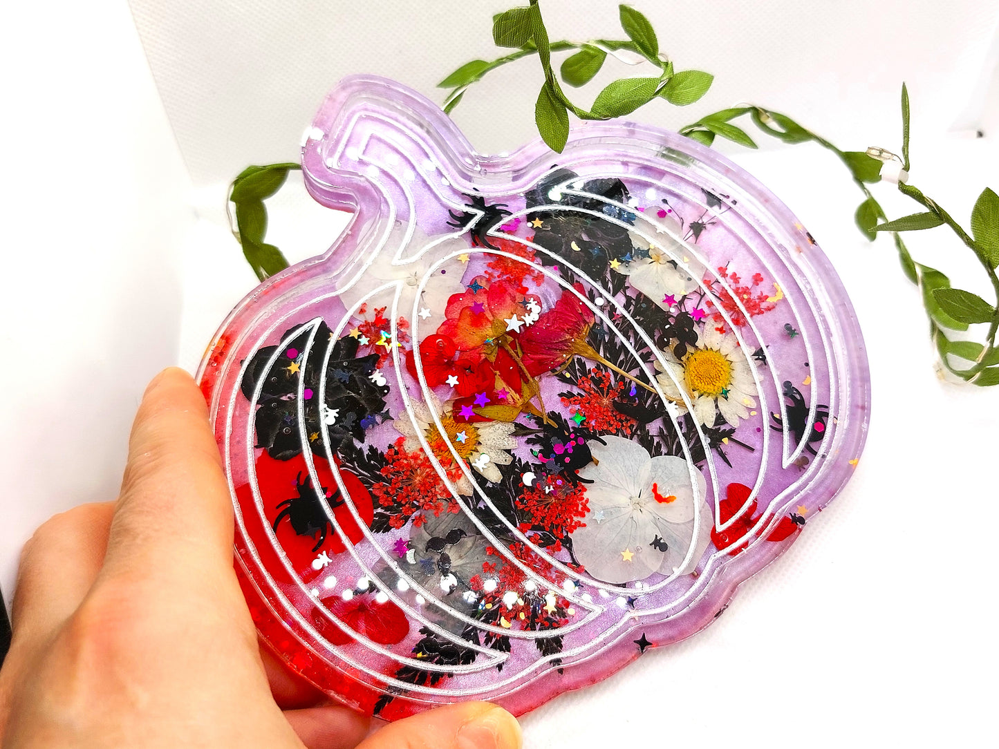 Resin Real flower Pumpkin Large Trinket Tray