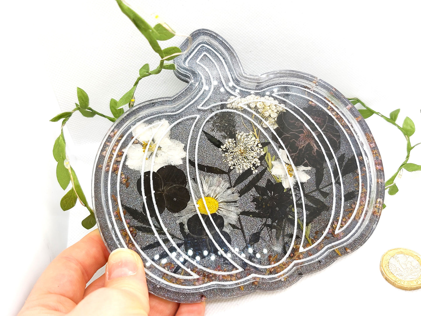 Resin Real flower Pumpkin Large Trinket Tray