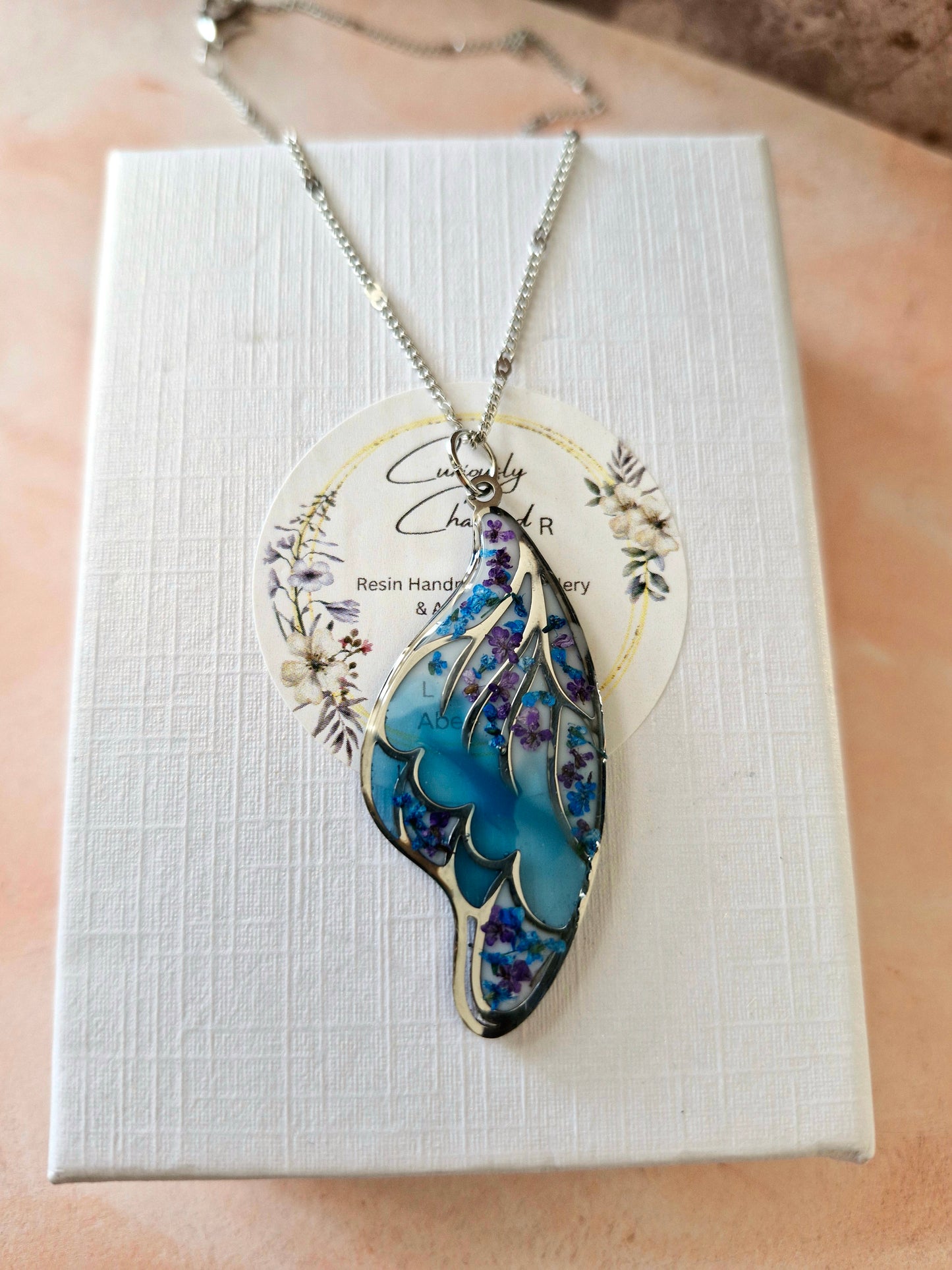 Butterfly Wing Resin with Dried Flowers