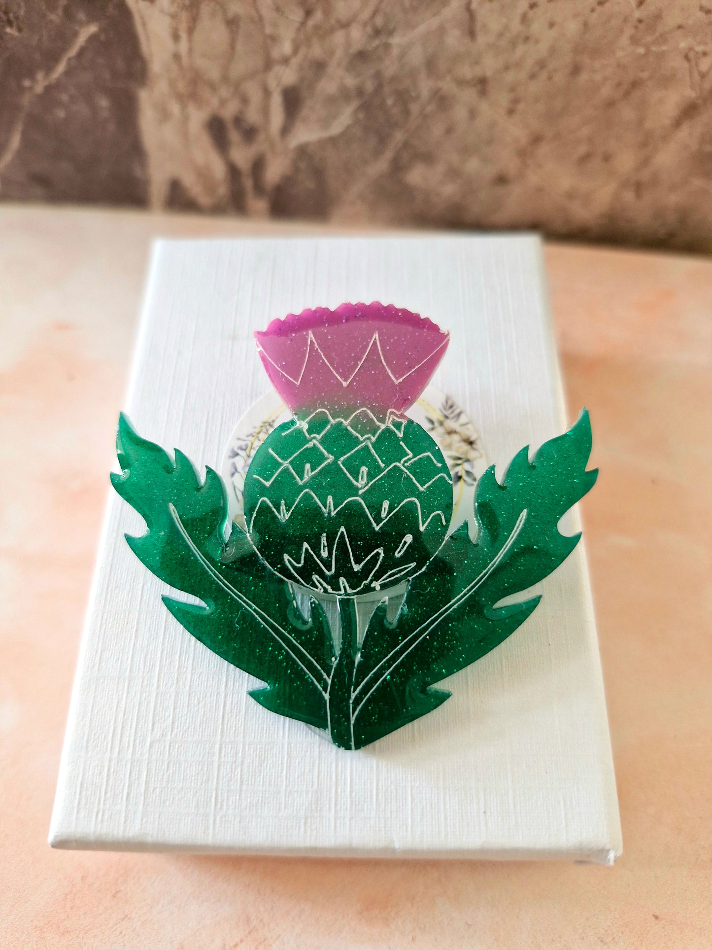Large Thistle Resin Brooch