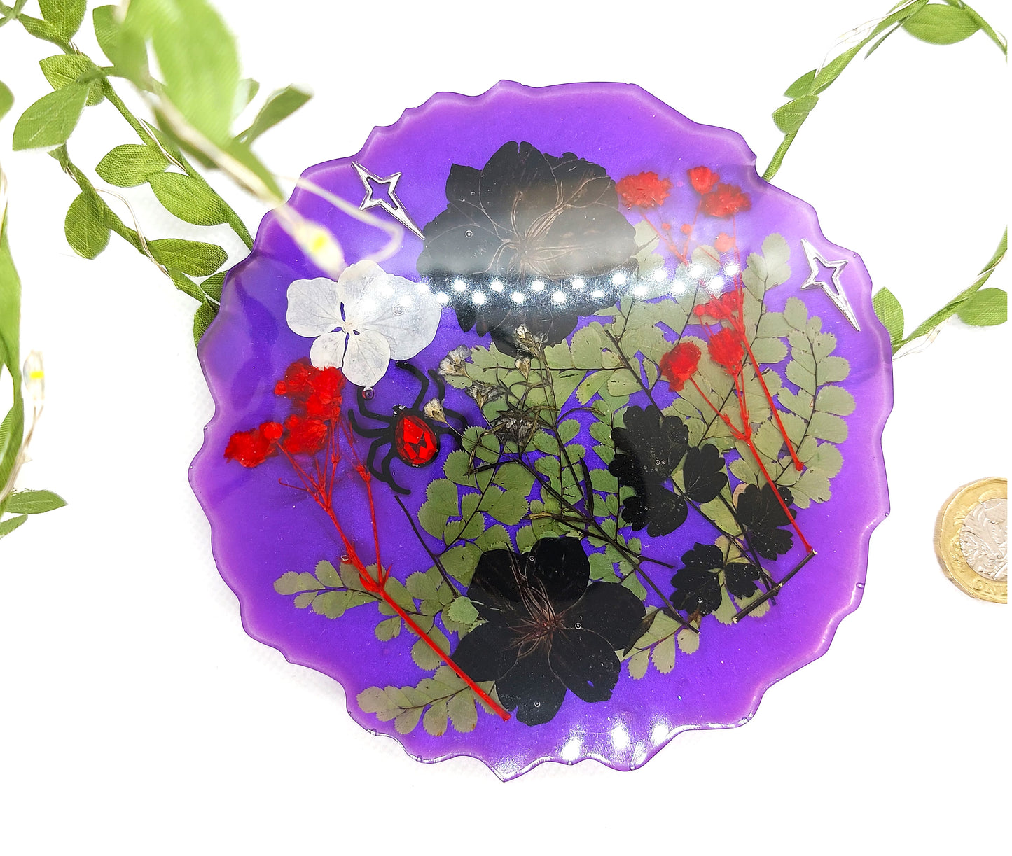 Real flower Resin Gothic Coaster