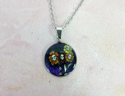 Round Ghost Halloween Necklace