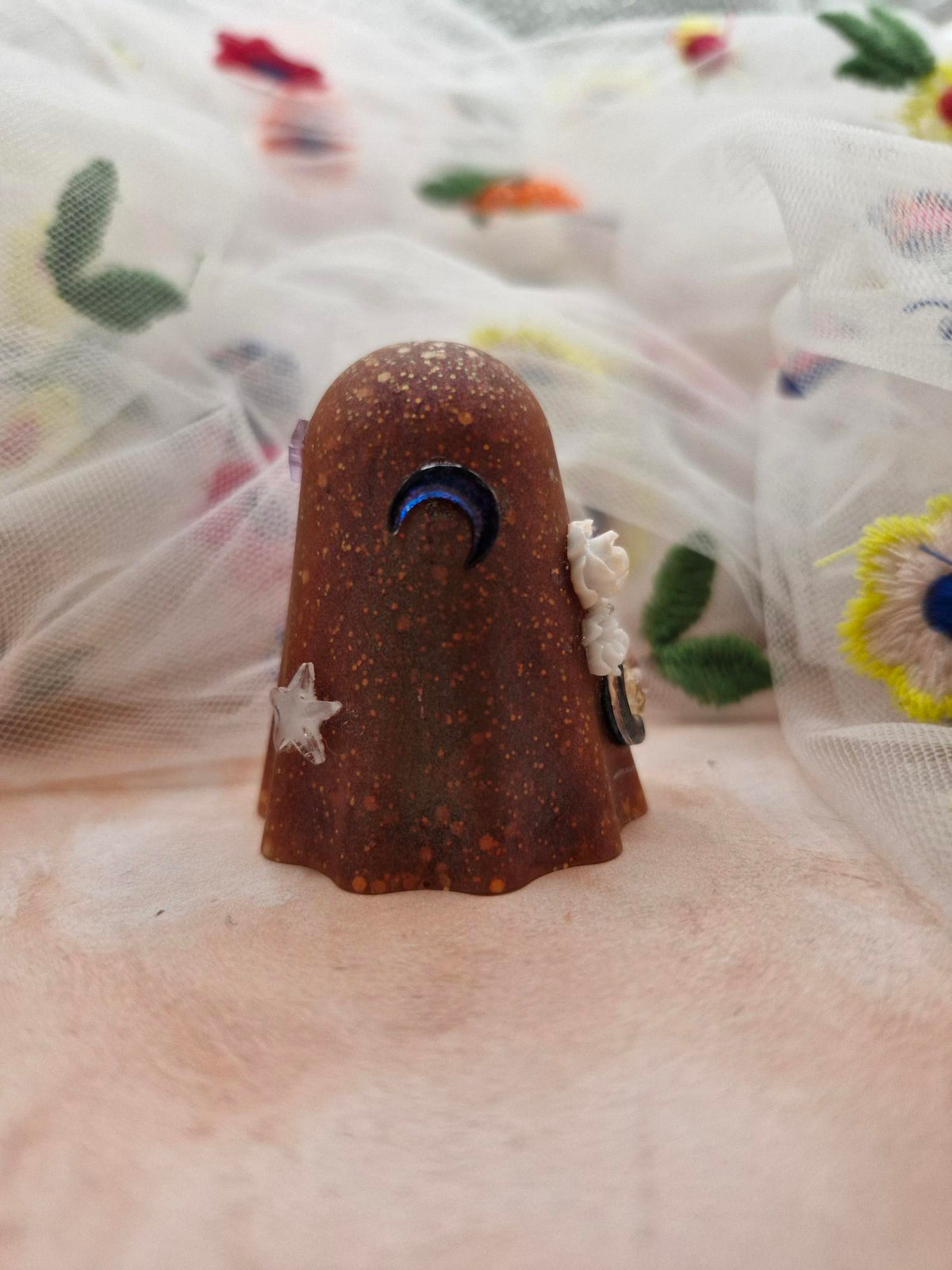 Halloween Burnt Orange Resin Glitter Ghostie