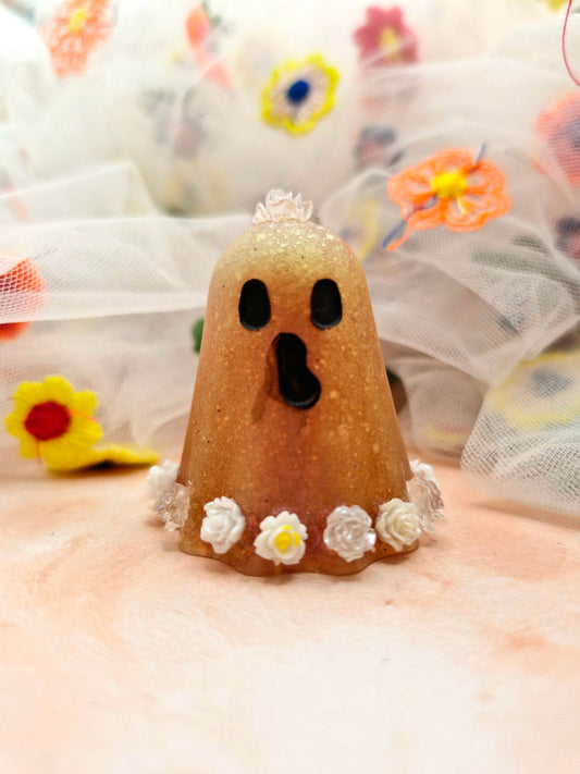 Halloween Light Burnt Orange Glitter Resin Ghostie