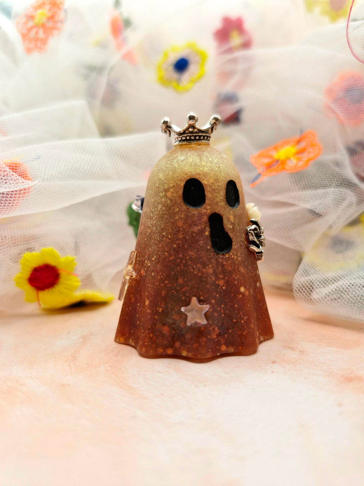 Halloween Ombre Orange Glitter Resin Ghostie