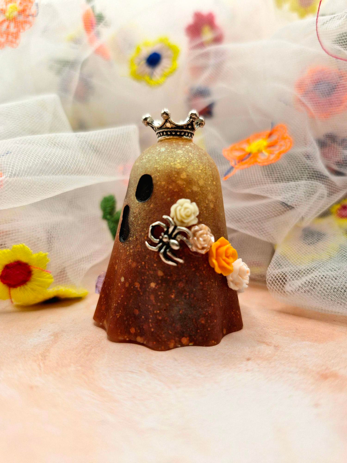Halloween Ombre Orange Glitter Resin Ghostie