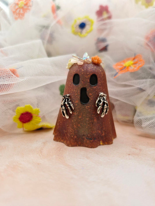 Halloween Dark Orange Glitter Resin Ghostie