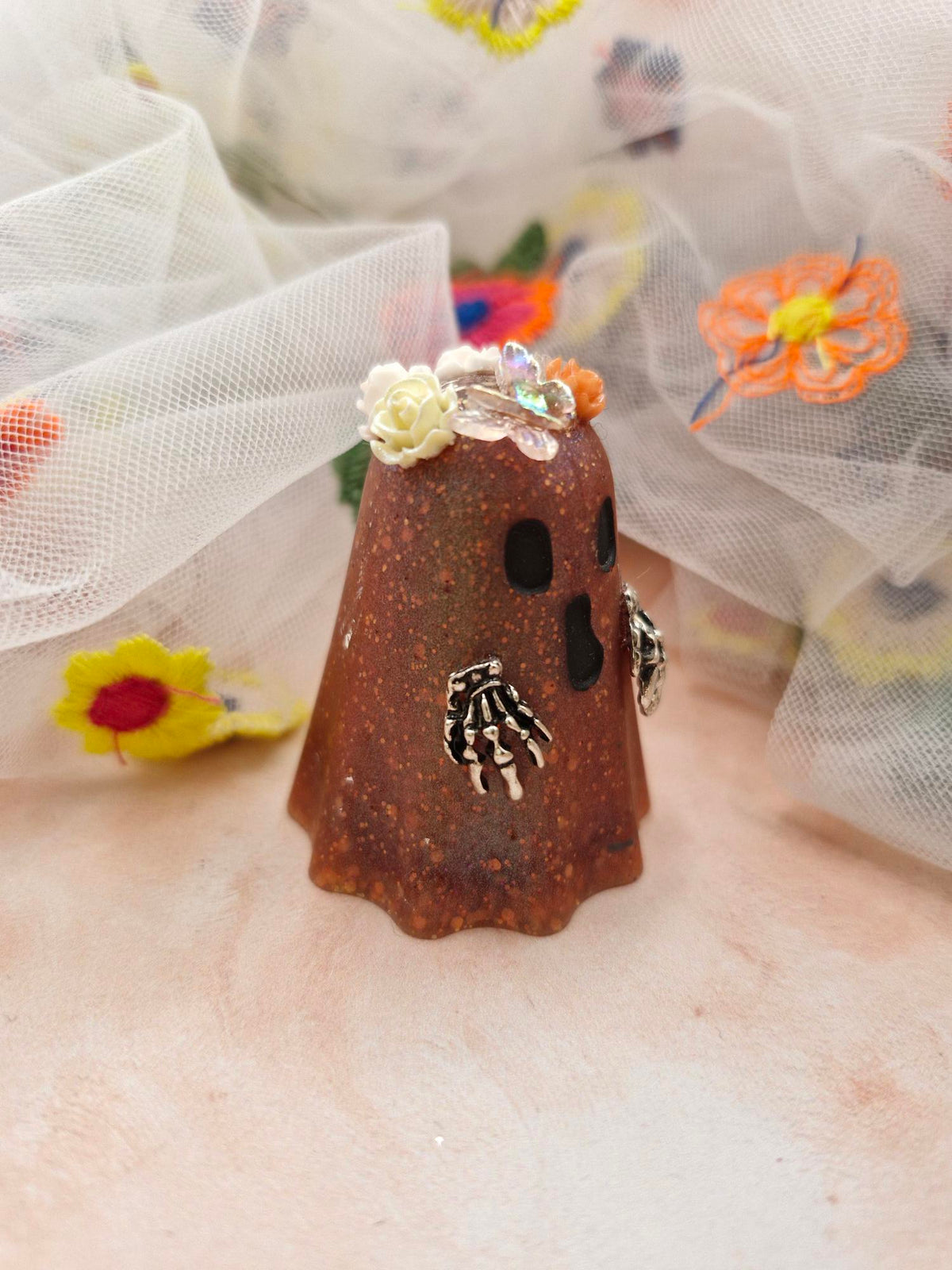 Halloween Dark Orange Glitter Resin Ghostie
