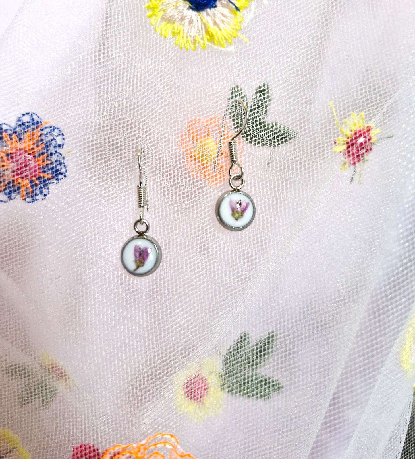 Extra Small Round Heather Dangle Earrings (Copy)