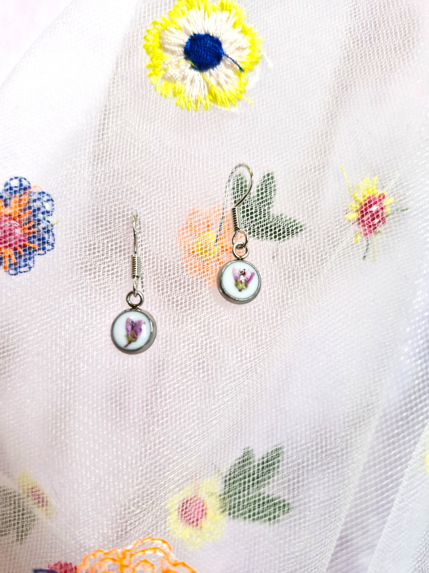 Extra Small Round Heather Dangle Earrings (Copy)