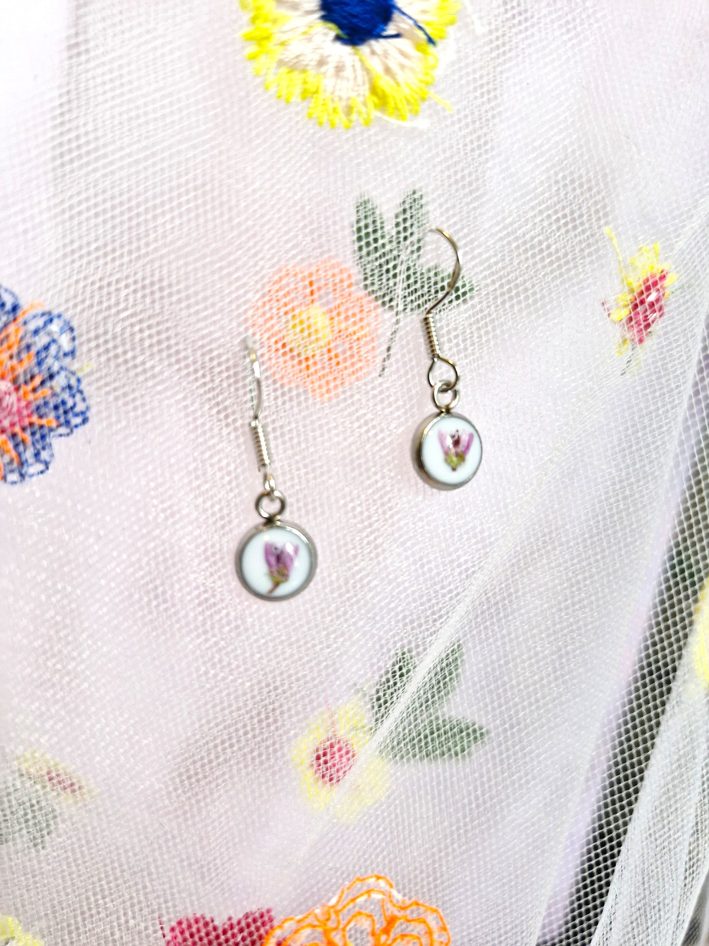Extra Small Round Heather Dangle Earrings (Copy)