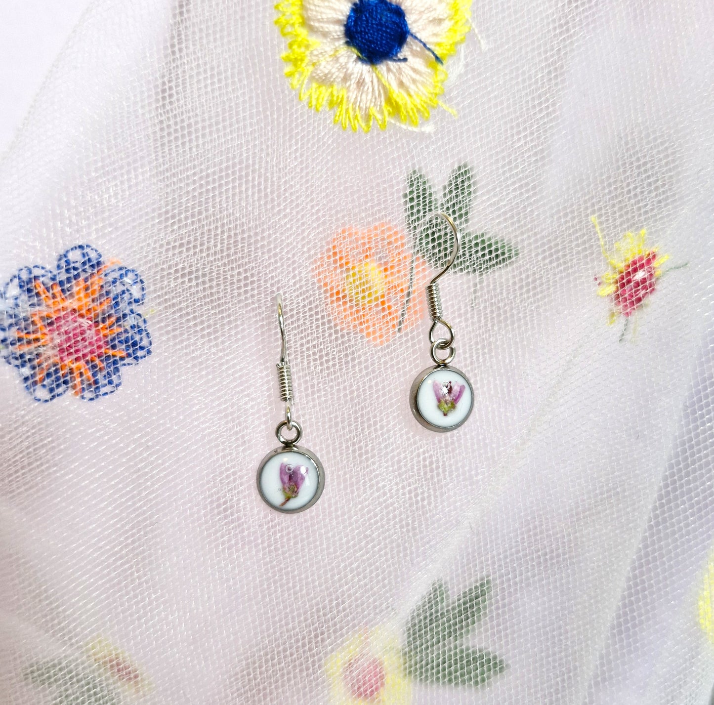 Extra Small Round Heather Dangle Earrings (Copy)