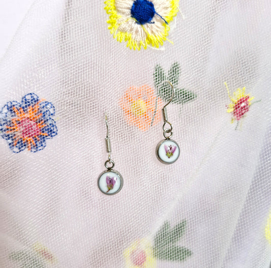 Extra Small Round Heather Dangle Earrings (Copy)