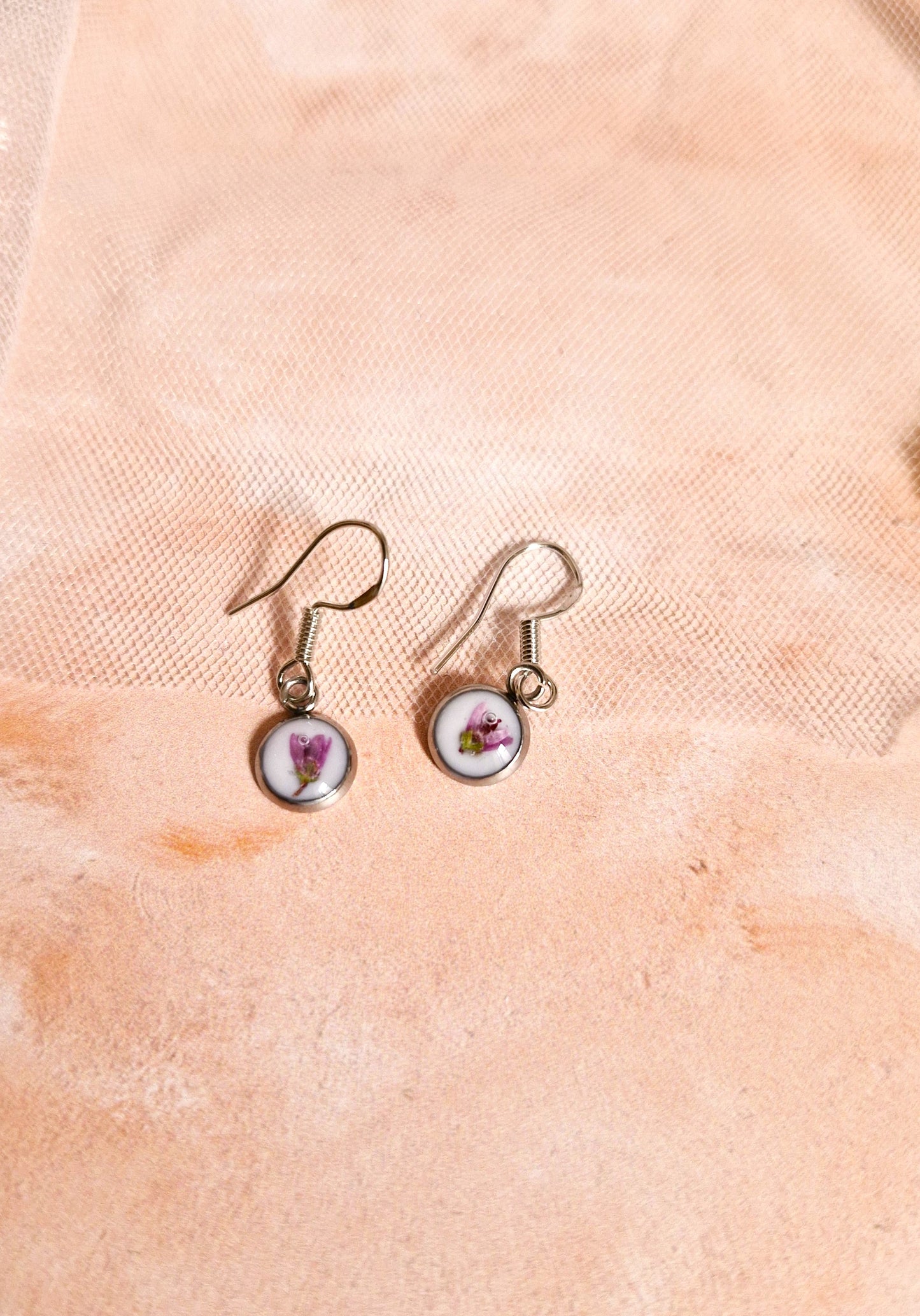 Extra Small Round Heather Dangle Earrings (Copy)
