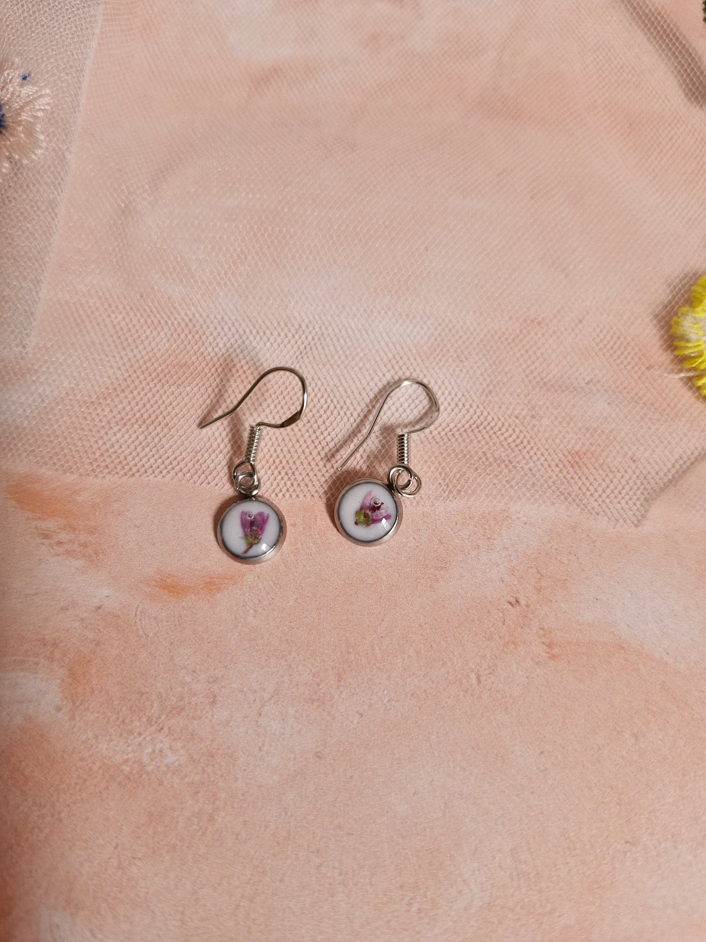 Extra Small Round Heather Dangle Earrings (Copy)