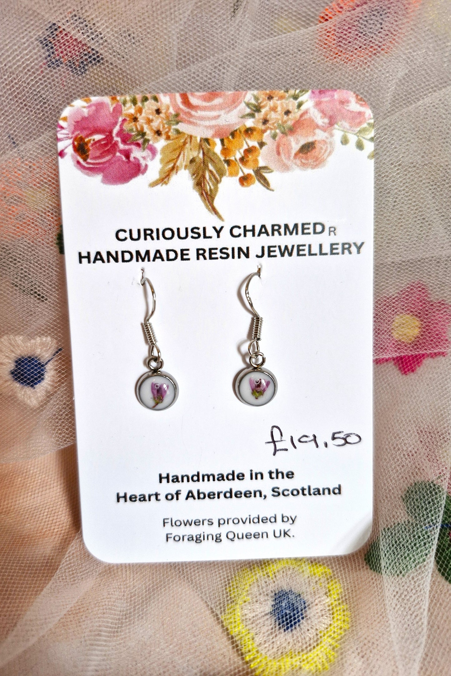 Extra Small Round Heather Dangle Earrings (Copy)