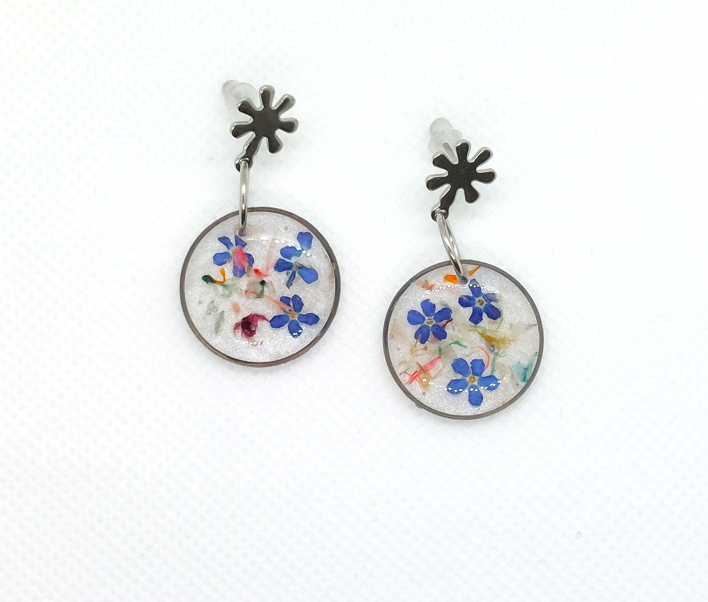 Micro Preserved Summer Garden Dried Flowers Dangle Earrings