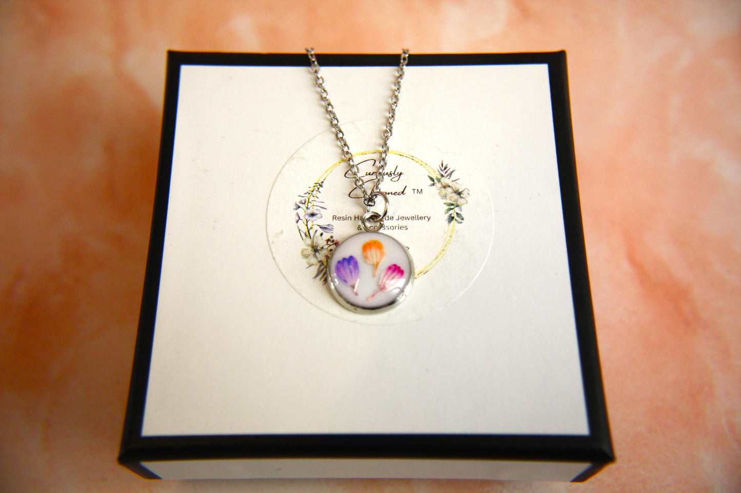 Extra Small Read Dried Miniature Tulip Petal Necklace