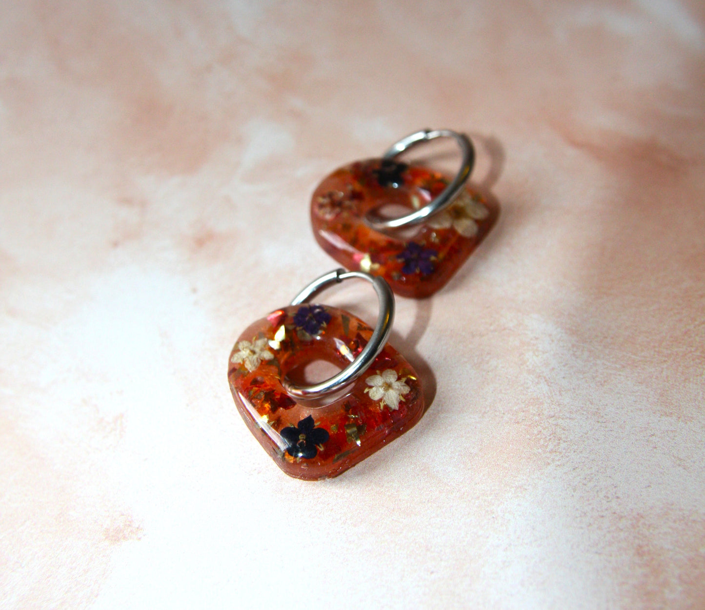 Arch Real Dried Autumnal Elderflower Dangle Hoop Earrings