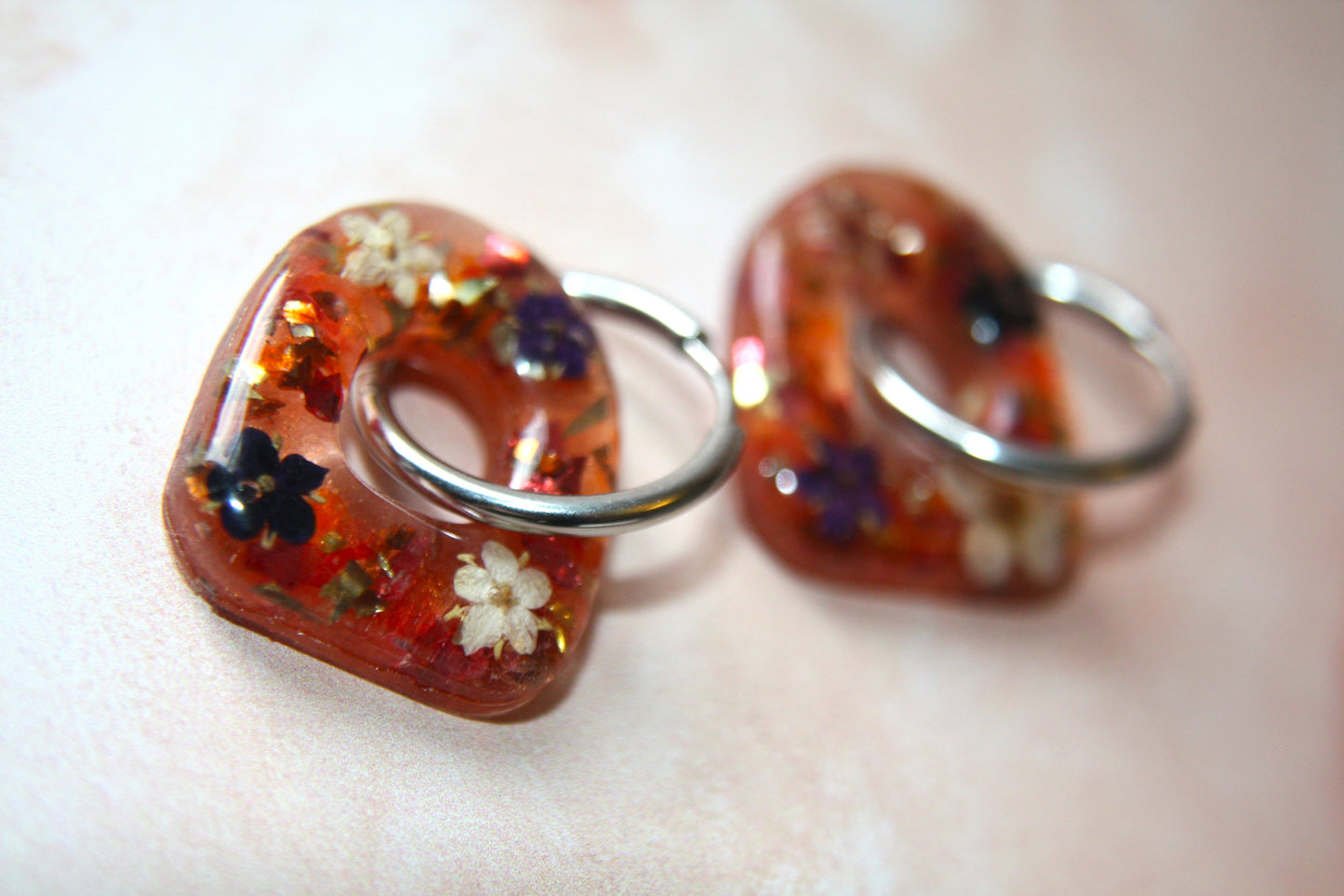 Arch Real Dried Autumnal Elderflower Dangle Hoop Earrings