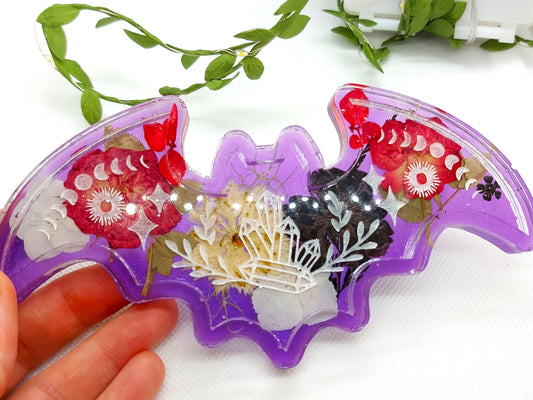 Resin Real Flower Bat Trinket Tray