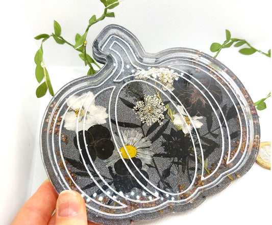 Resin Real flower Pumpkin Large Trinket Tray
