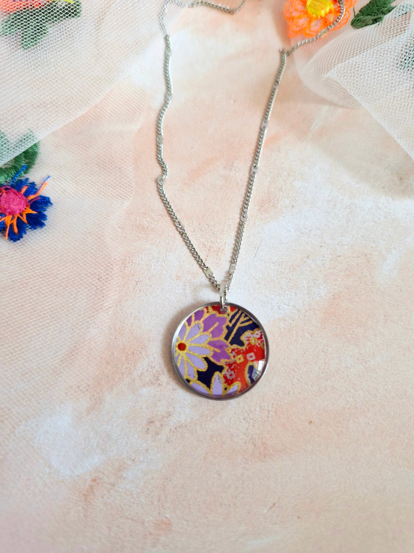 Round Japanese Stationary Paper Necklace