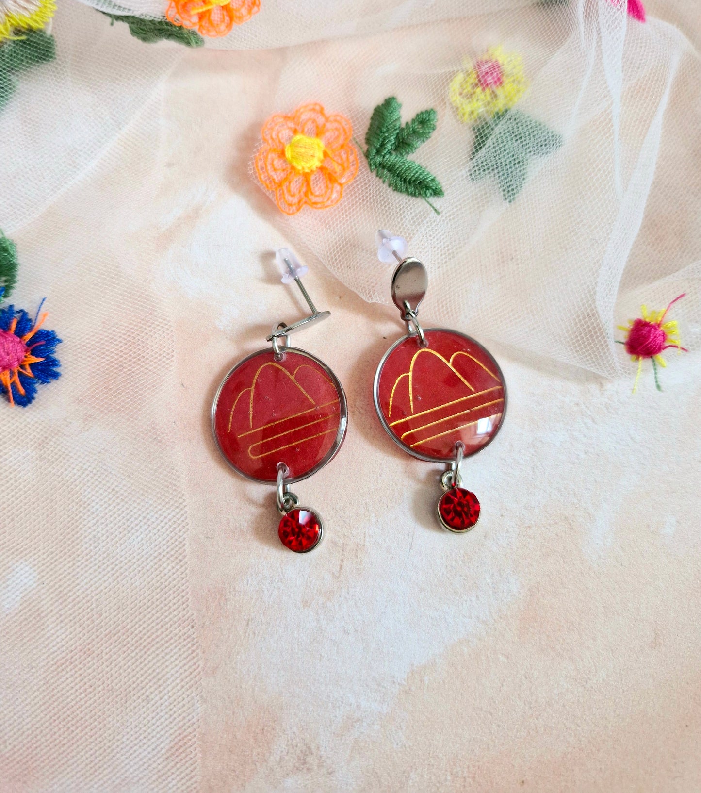 Round Japanese Stationary Paper Earrings