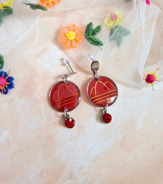 Round Japanese Stationary Paper Earrings