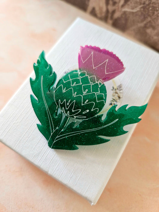 Large Thistle Resin Brooch