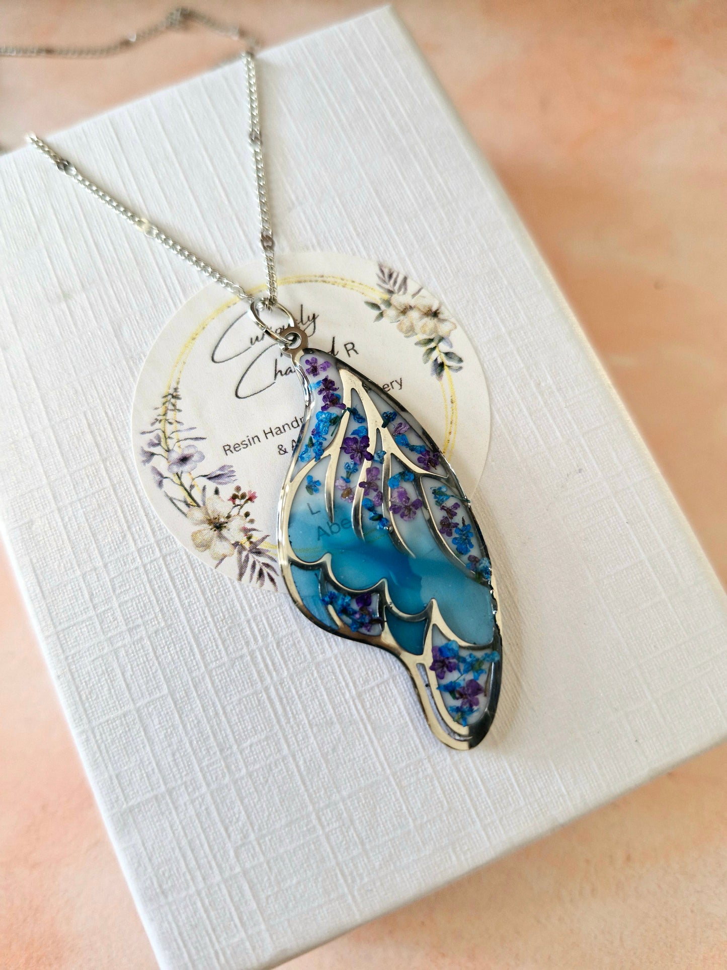 Butterfly Wing Resin with Dried Flowers