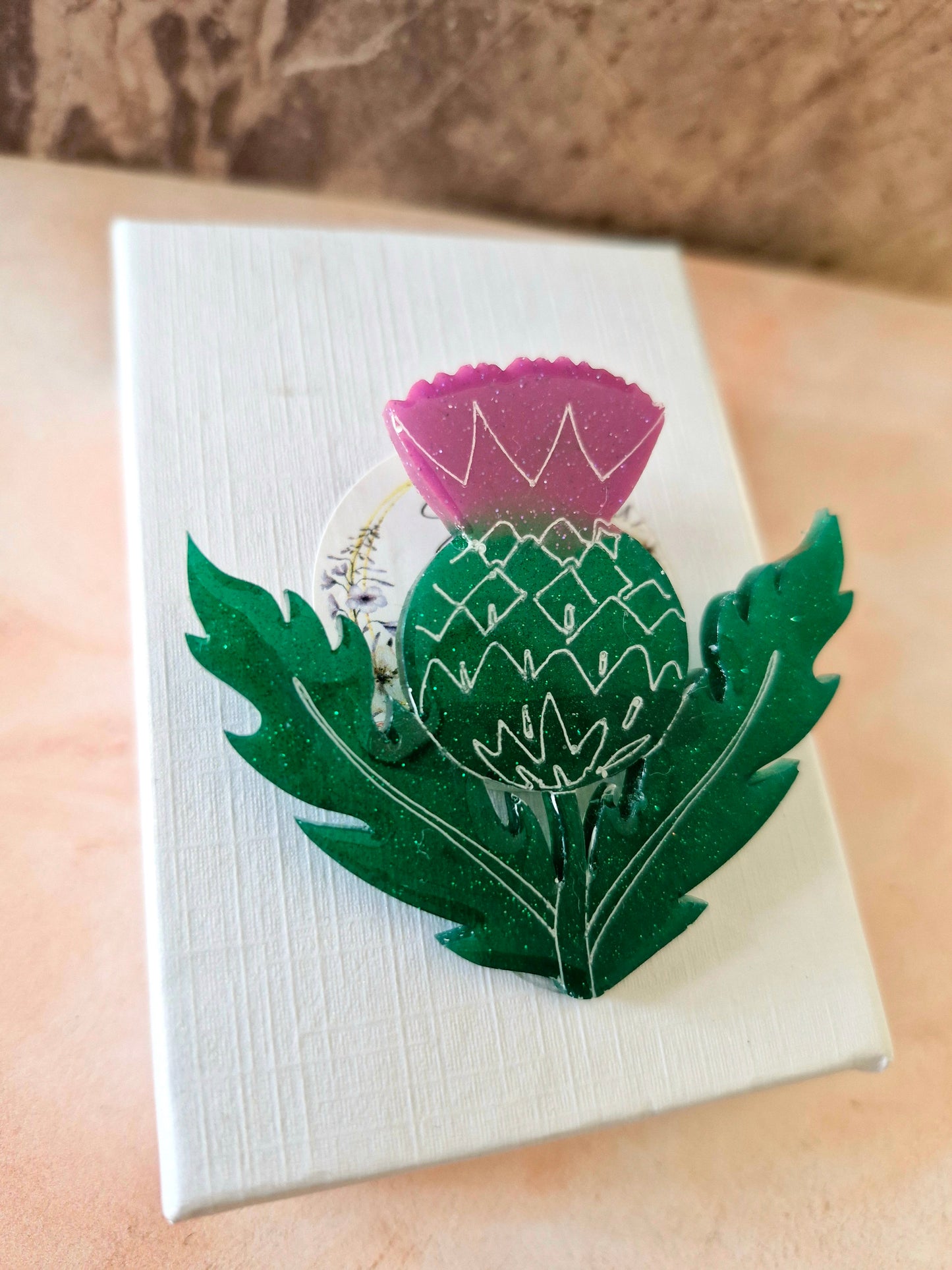 Large Thistle Resin Brooch