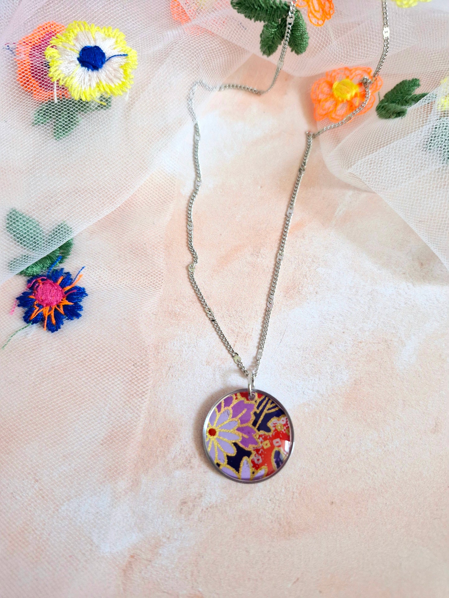 Round Japanese Stationary Paper Necklace