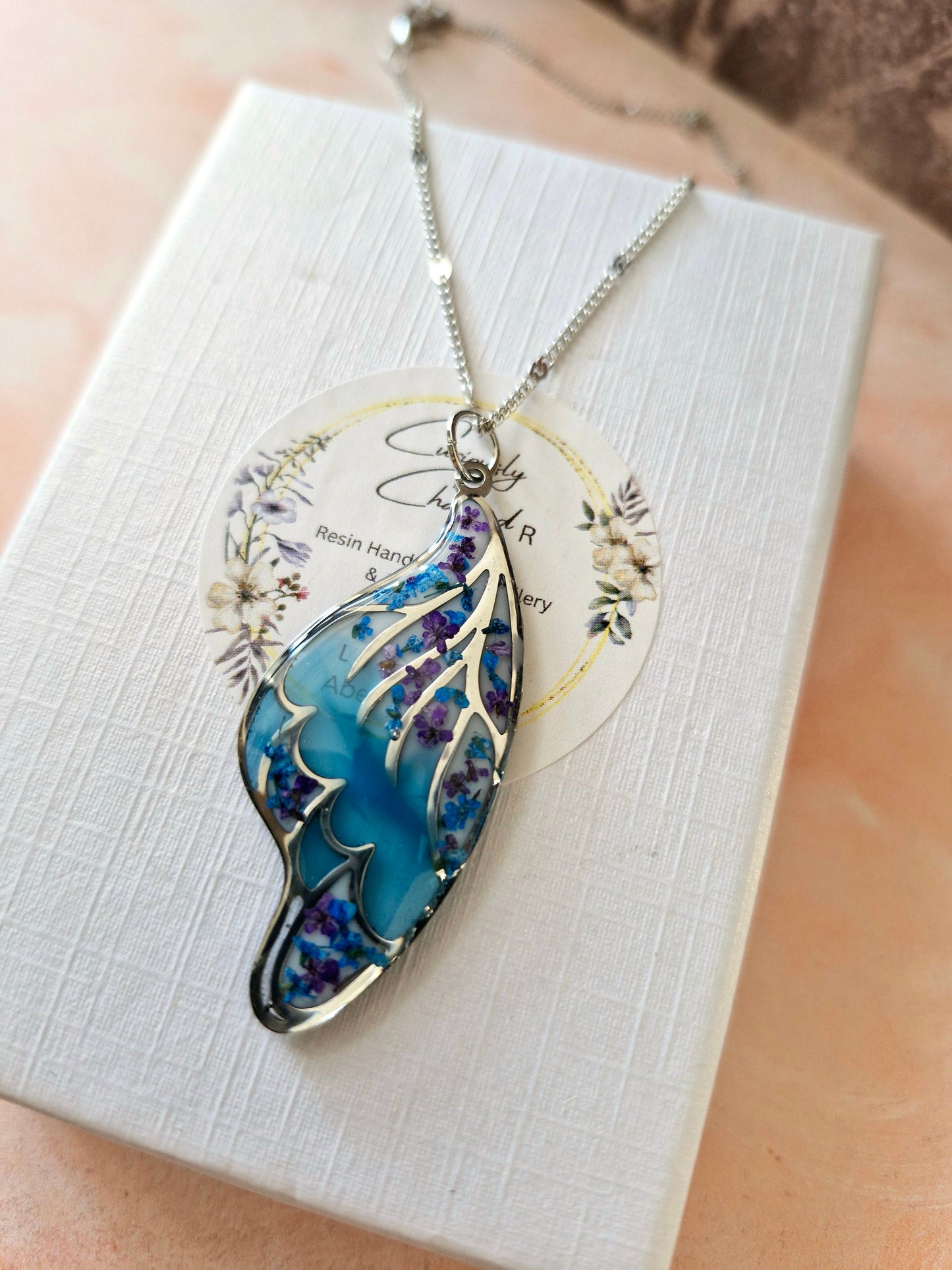Butterfly Wing Resin with Dried Flowers