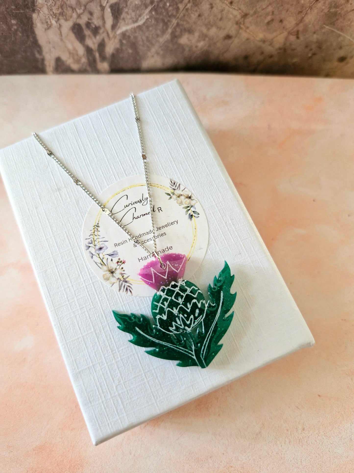Resin Thistle Necklace