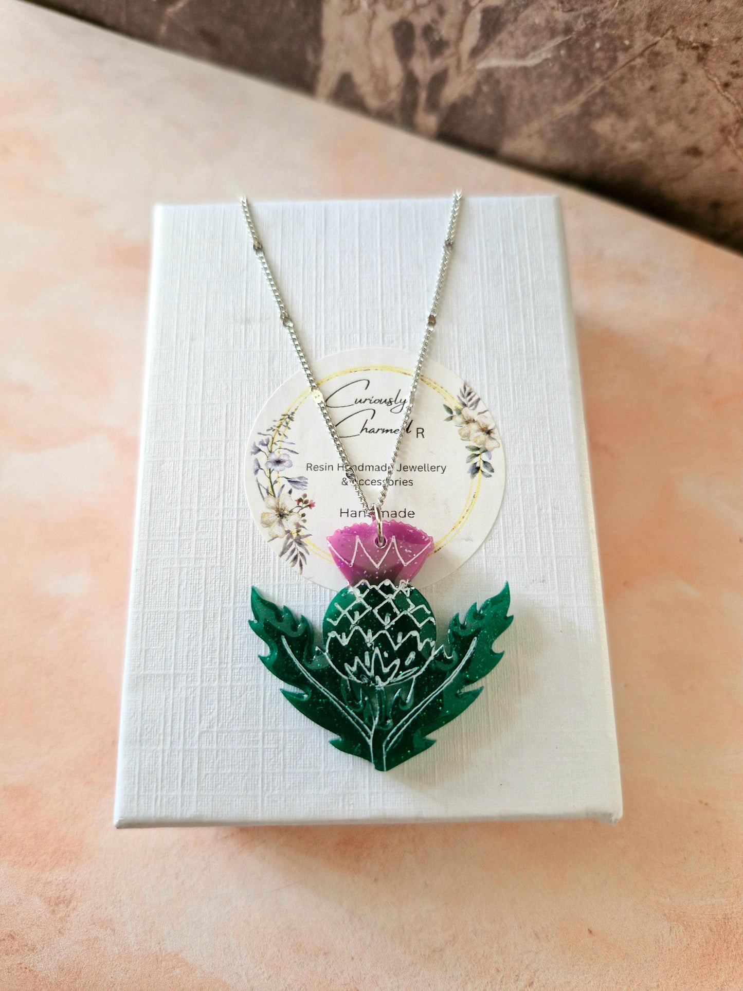 Resin Thistle Necklace