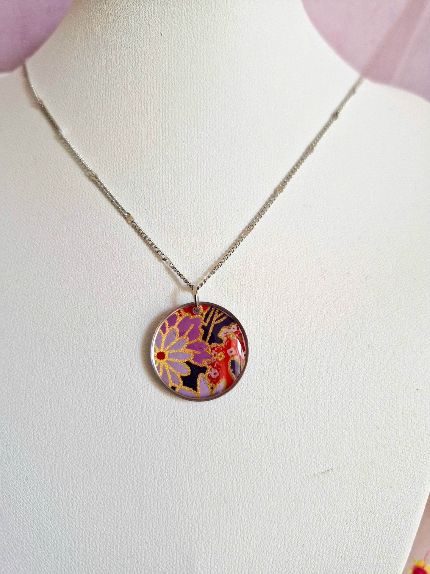 Round Japanese Stationary Paper Necklace