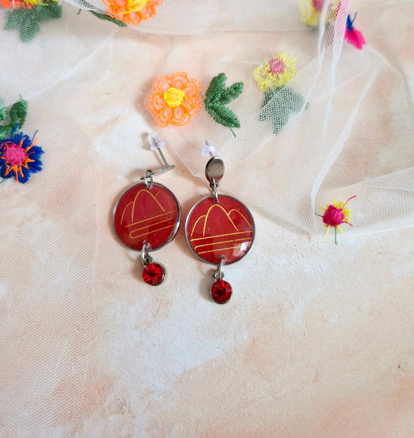 Round Japanese Stationary Paper Earrings